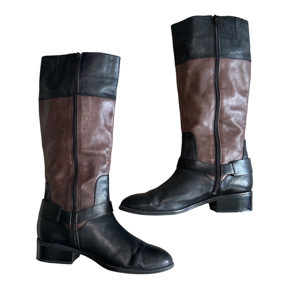 Women's Lauren Ralph Lauren Heeled Boots 8.5 Black Brown - Picture 3 of 9